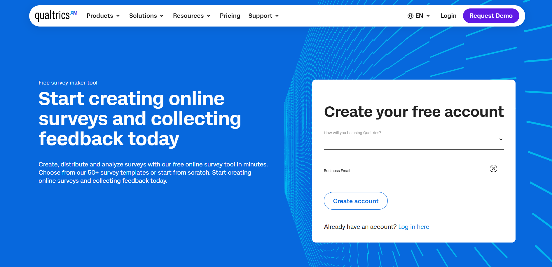 Qualtrics XM landing page