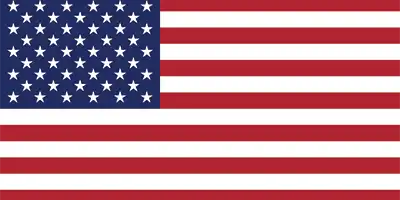 Flag of the United States with red and white stripes and white stars on a blue field
