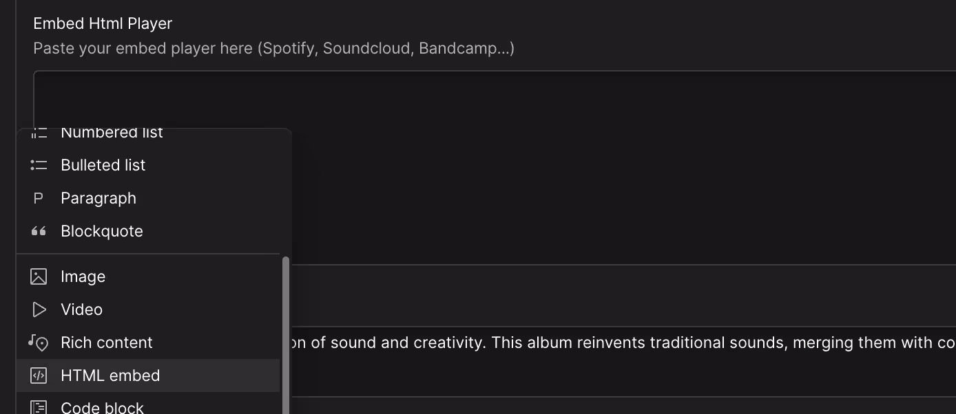 Add html player