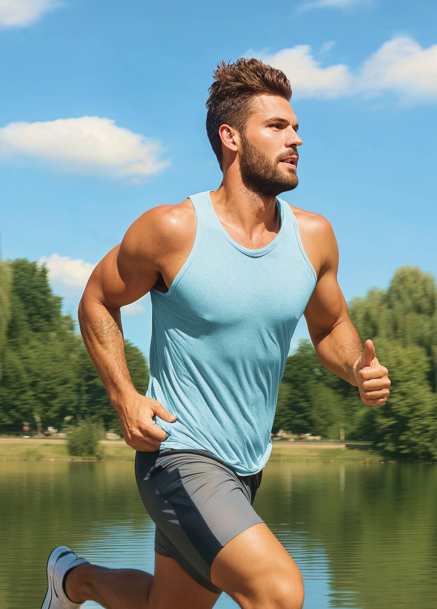 Muscular Man Exercising - Biotech X Webflow Template