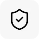 Shield icon with a checkmark symbolizing security or protection.