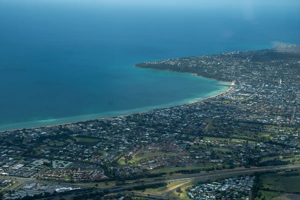 Ocean and residential area image