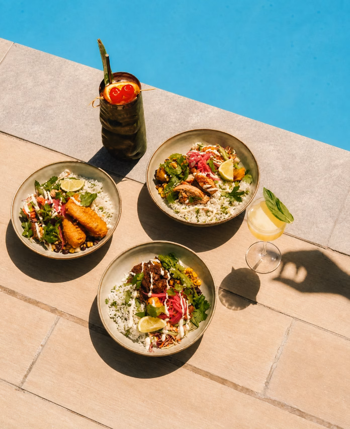 Baha Bowls, $20 Caribbean protein bowls served over coriander rice