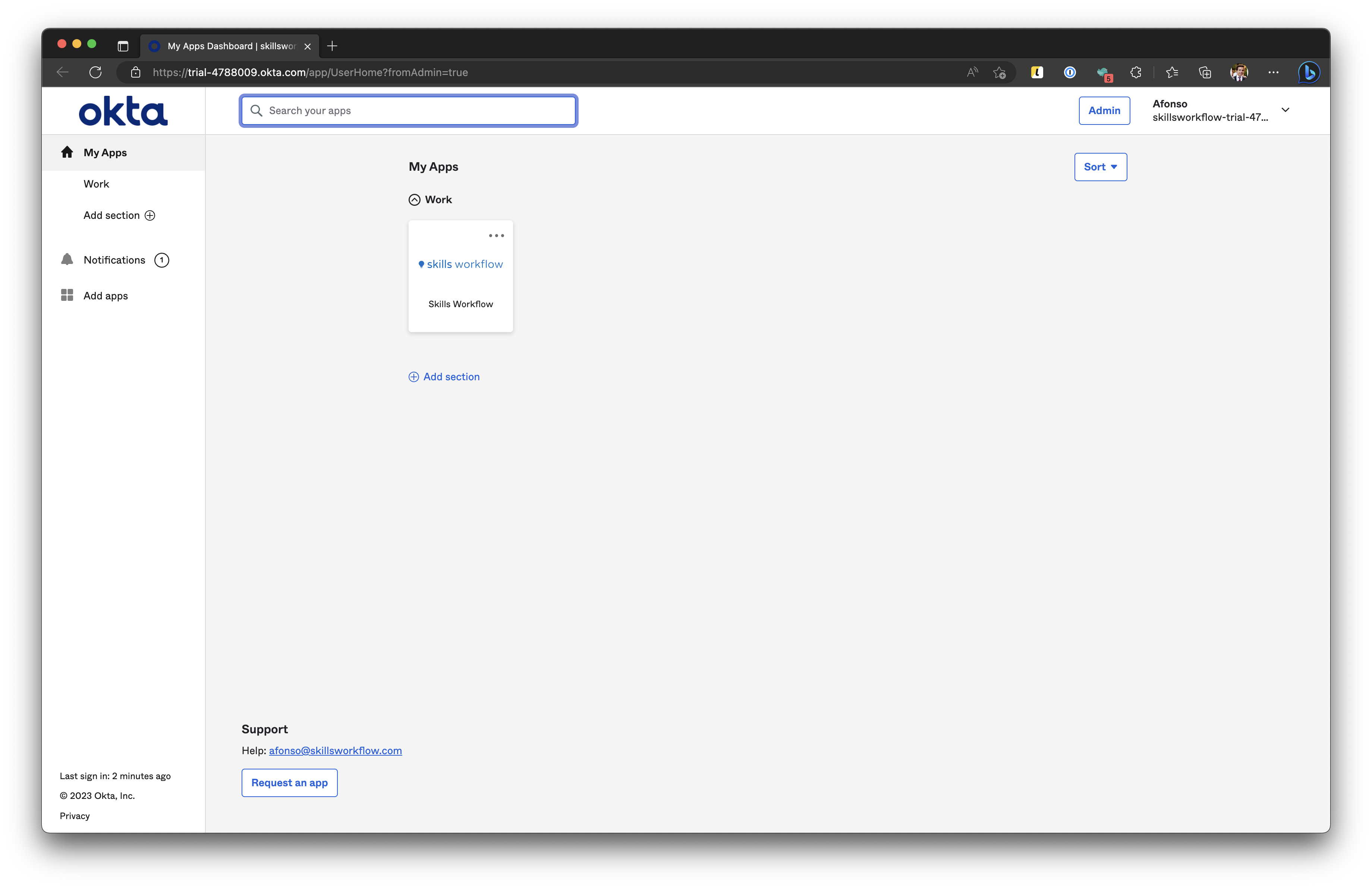 Screenshot shows Okta App Visibility.