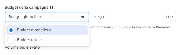 daily budget and total budget facebook ads