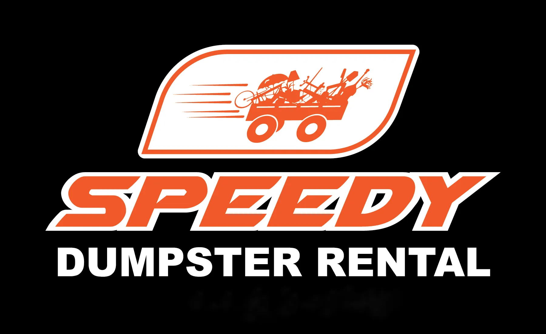 Speedy Dumpster Rental logo with orange truck and dynamic design