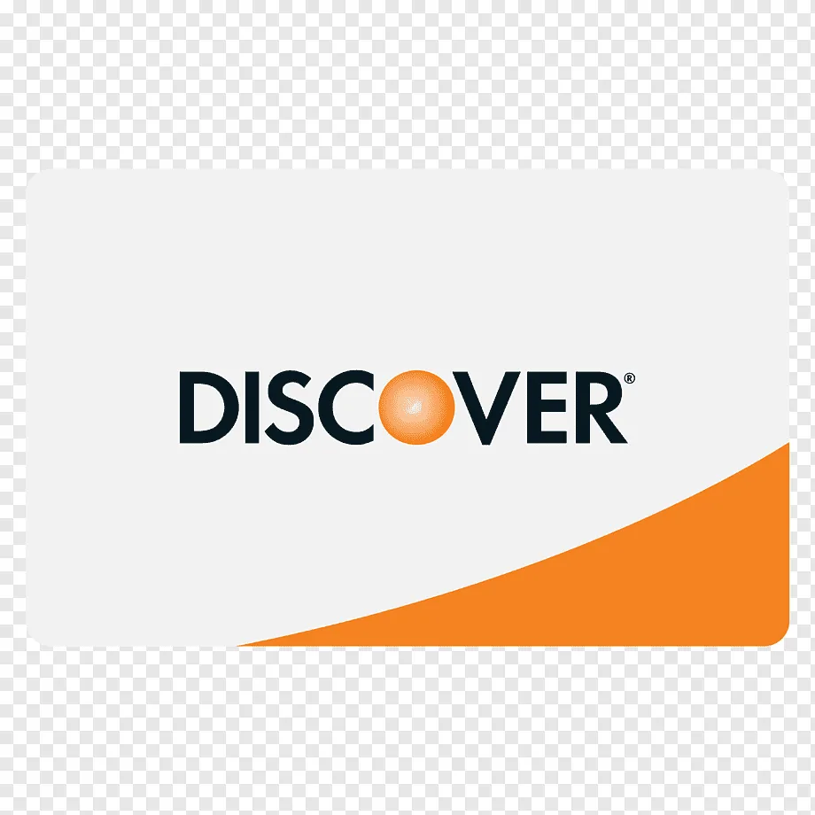 Discover logo with black text and orange circular design element