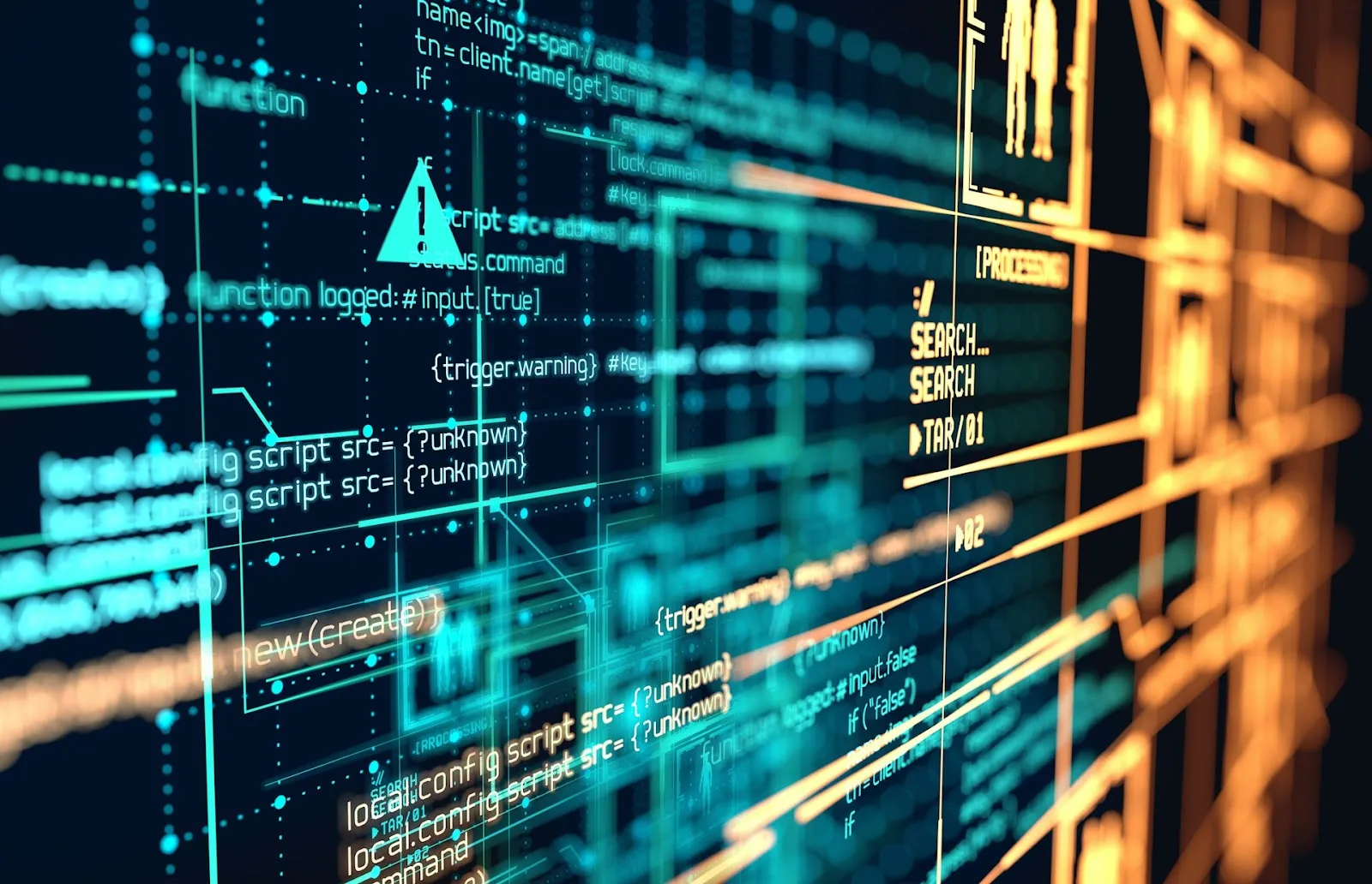 Concept art of a modern graphical interface representing AI and data usage