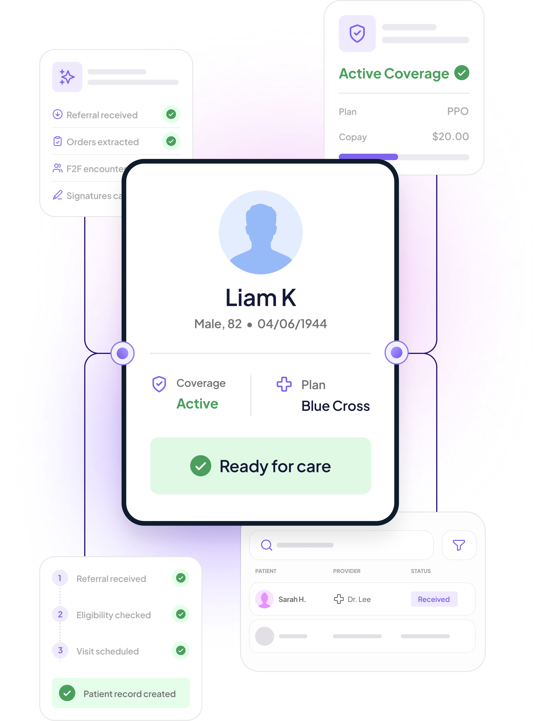 Mockup of Roger Healthcare AI platform interface.