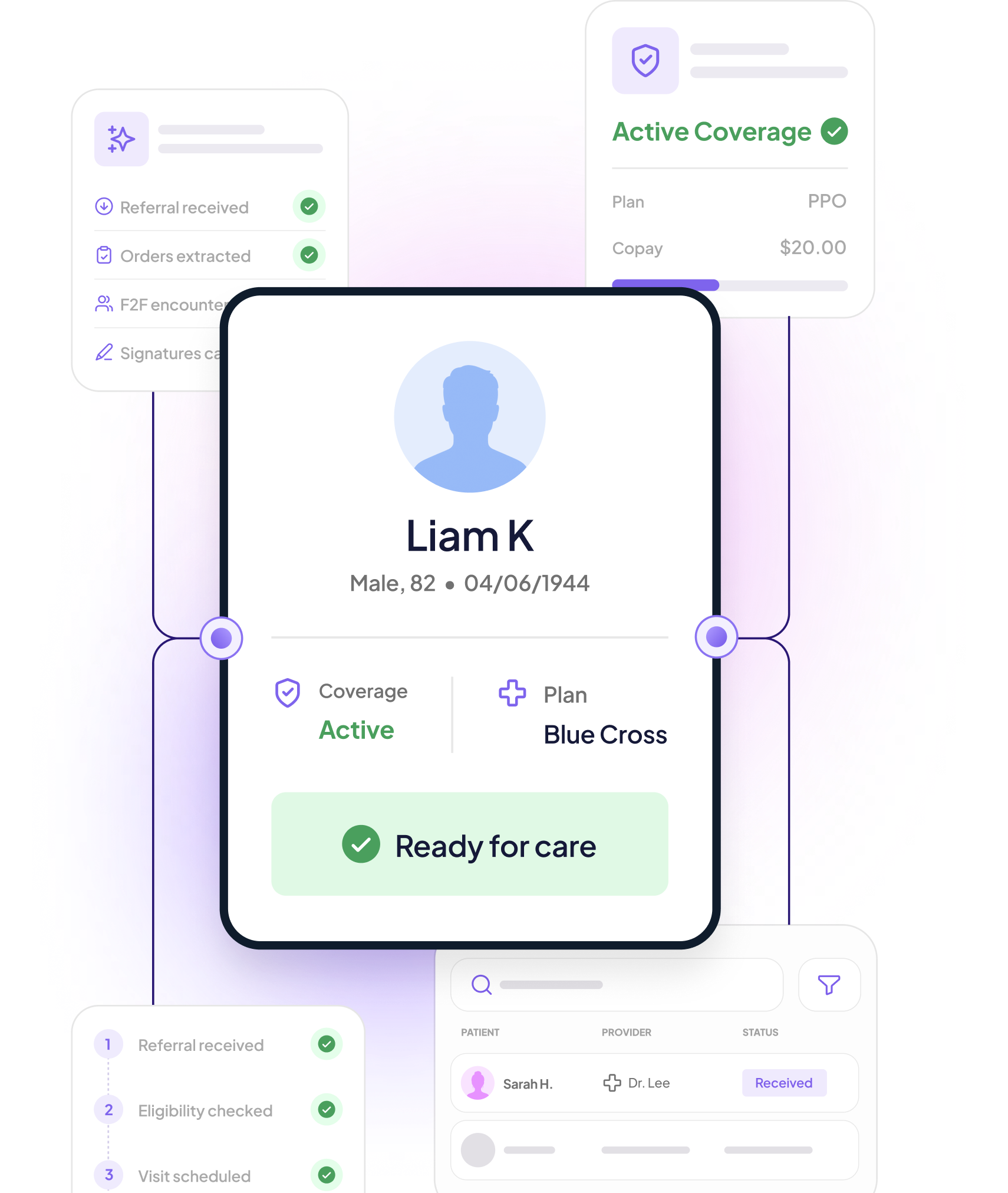 Mockup of Roger Healthcare AI platform interface.