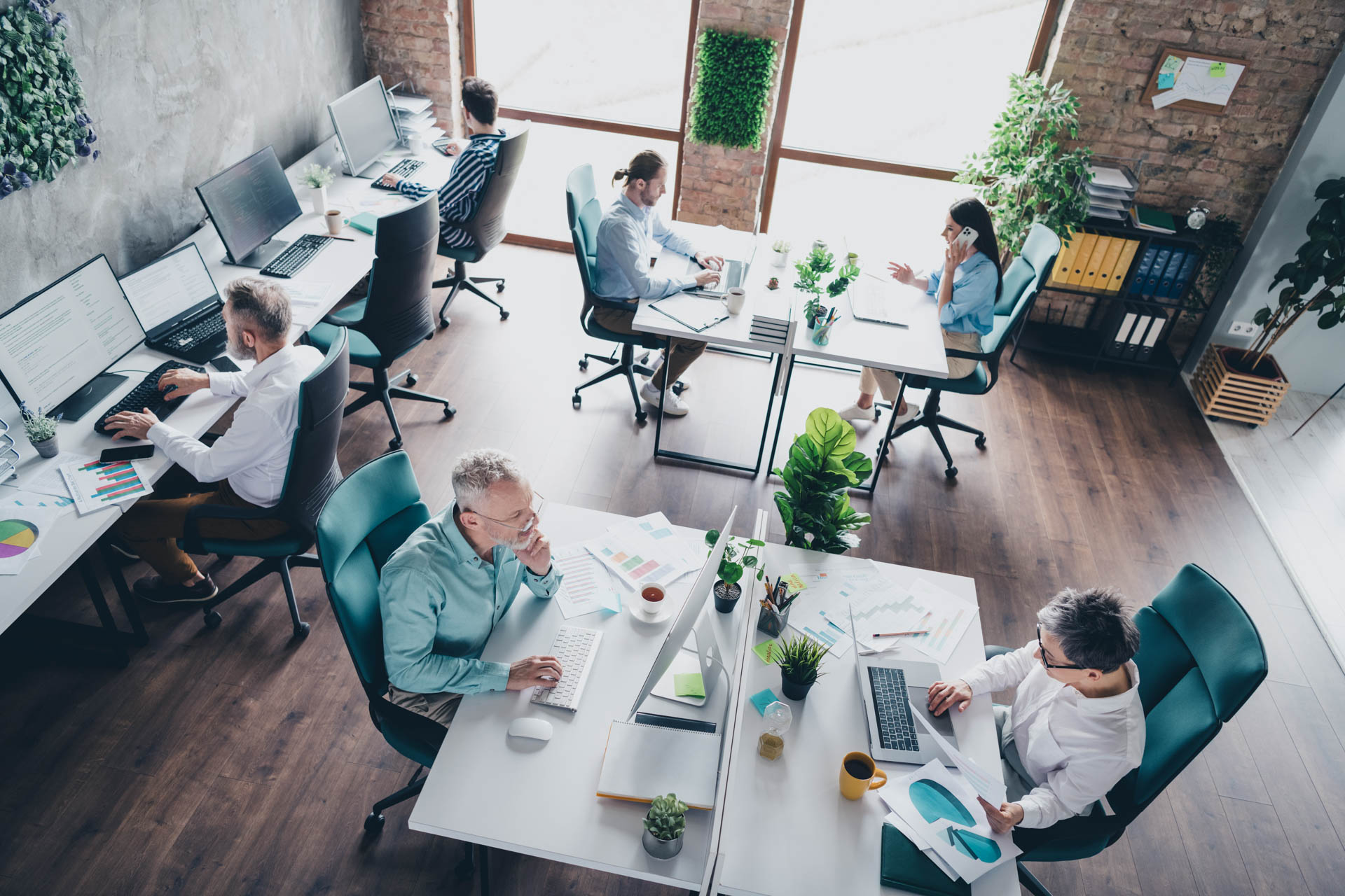a group of people working in a modern office