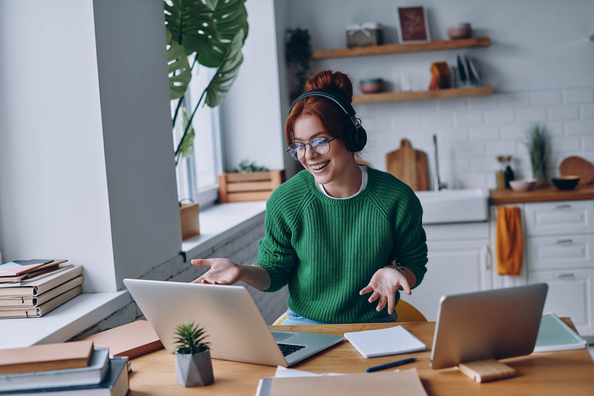 girl working on a desk