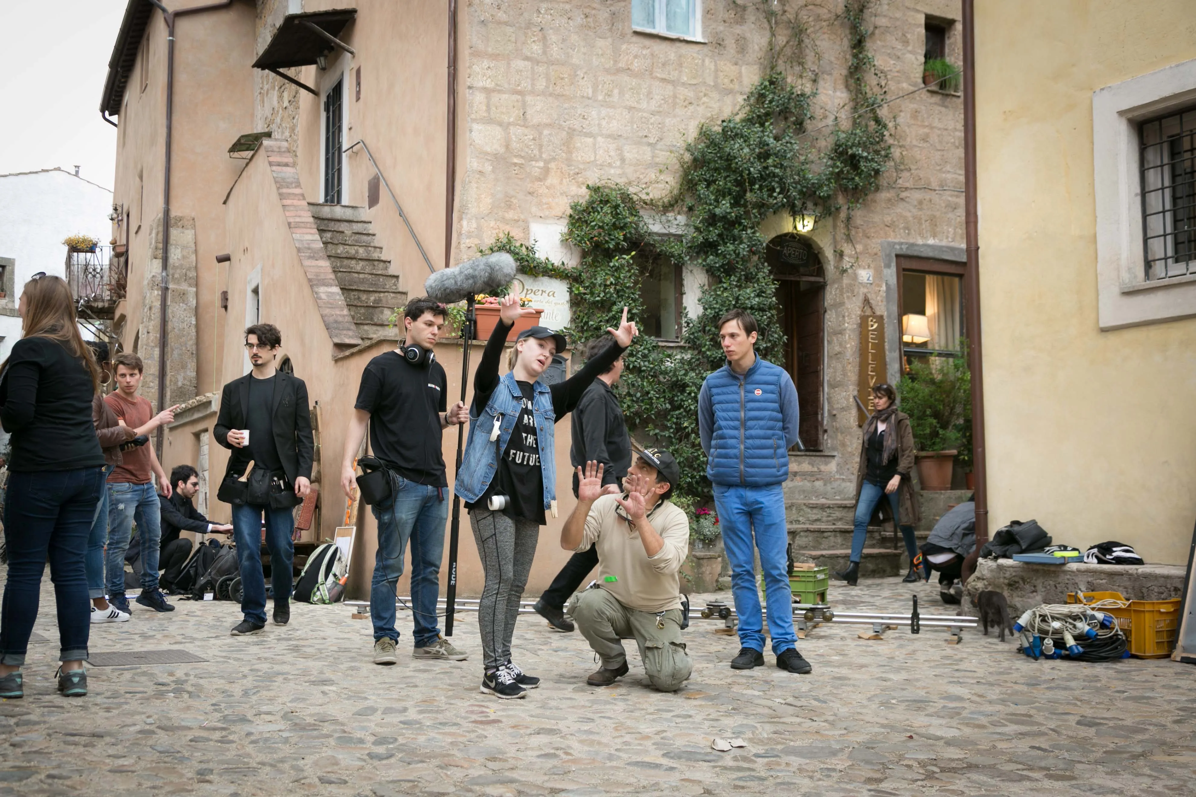 Student shoot, student expressively gestures 
