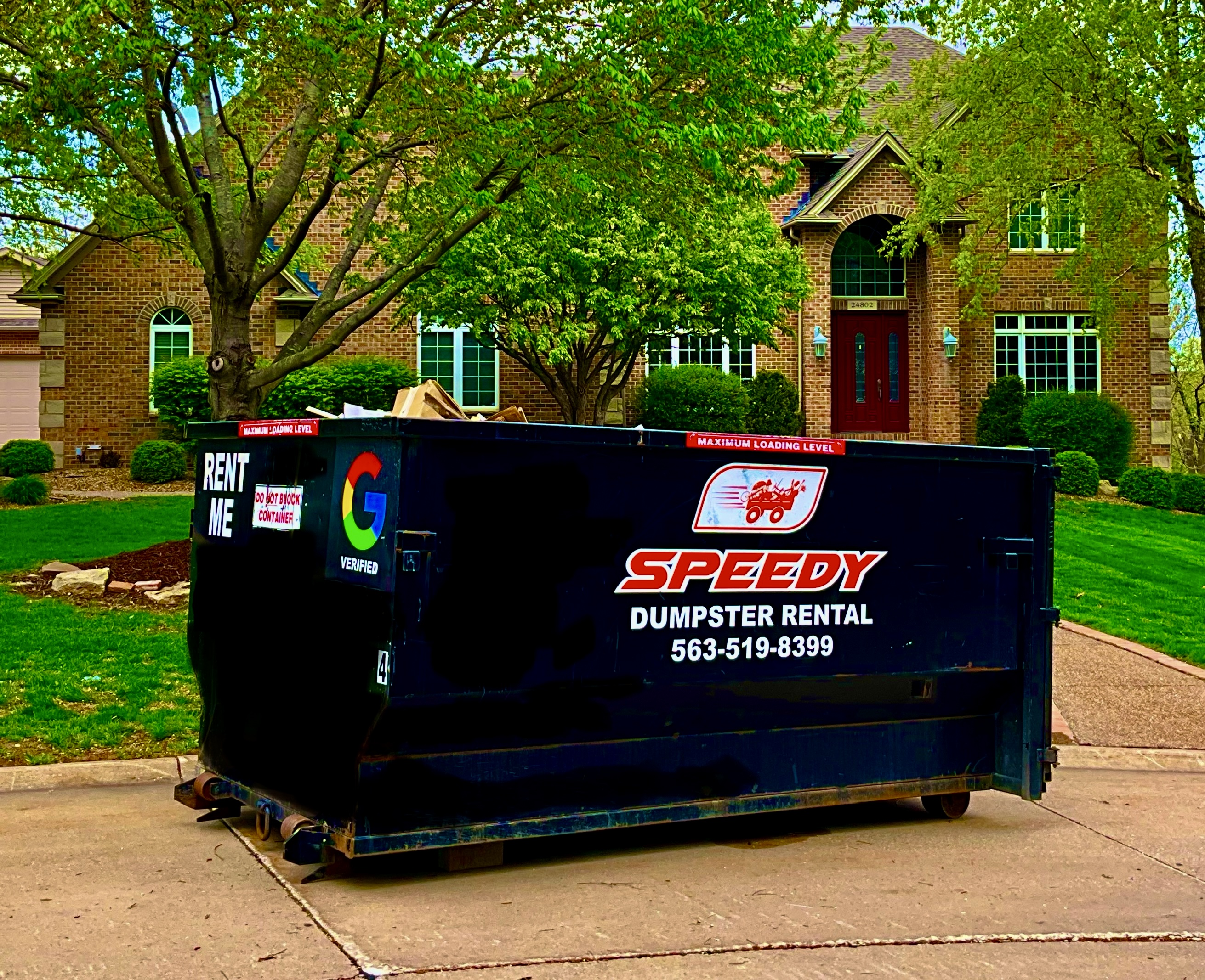 Speedy dumpster rental service