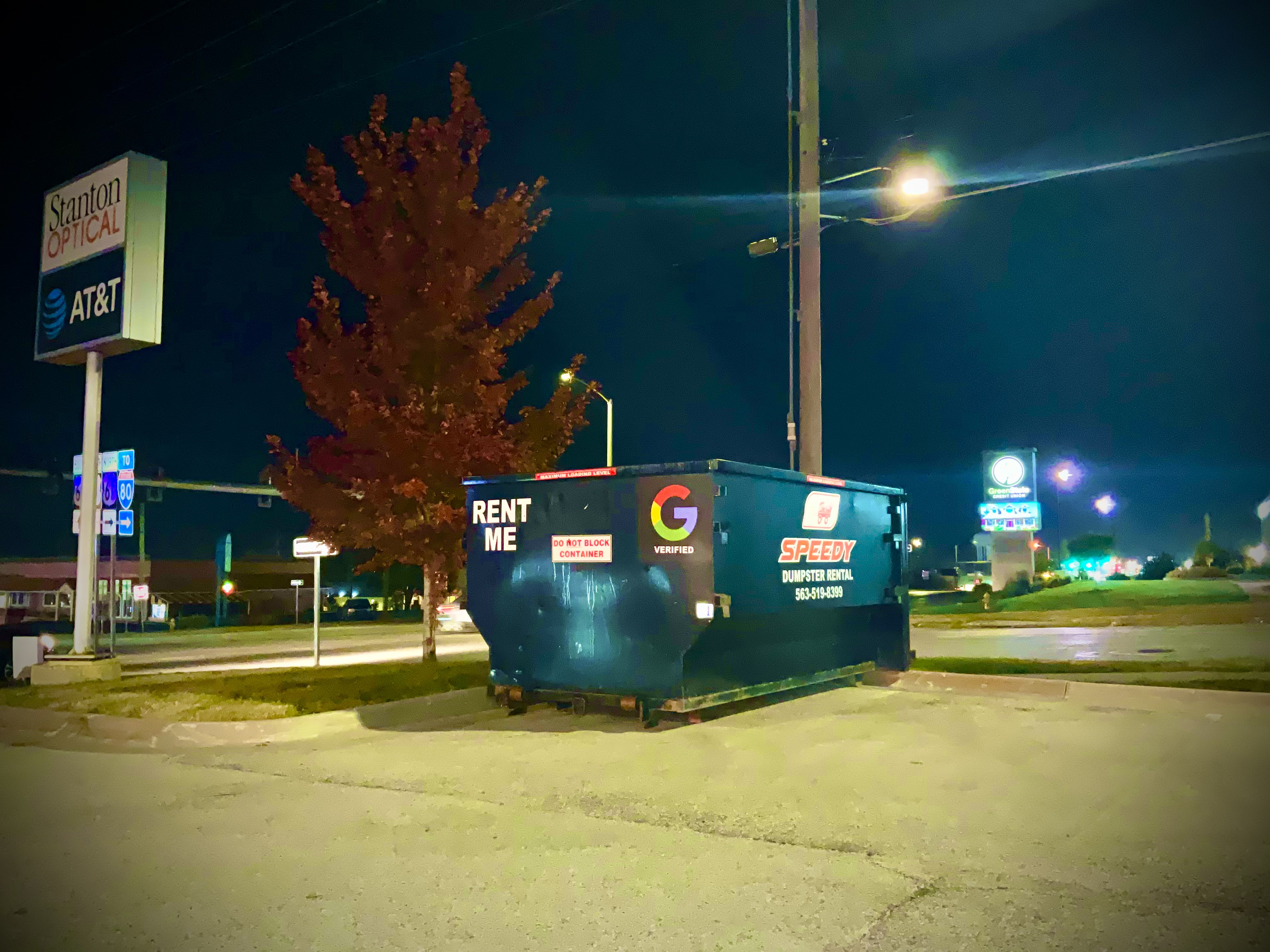 Speedy dumpster rental service
