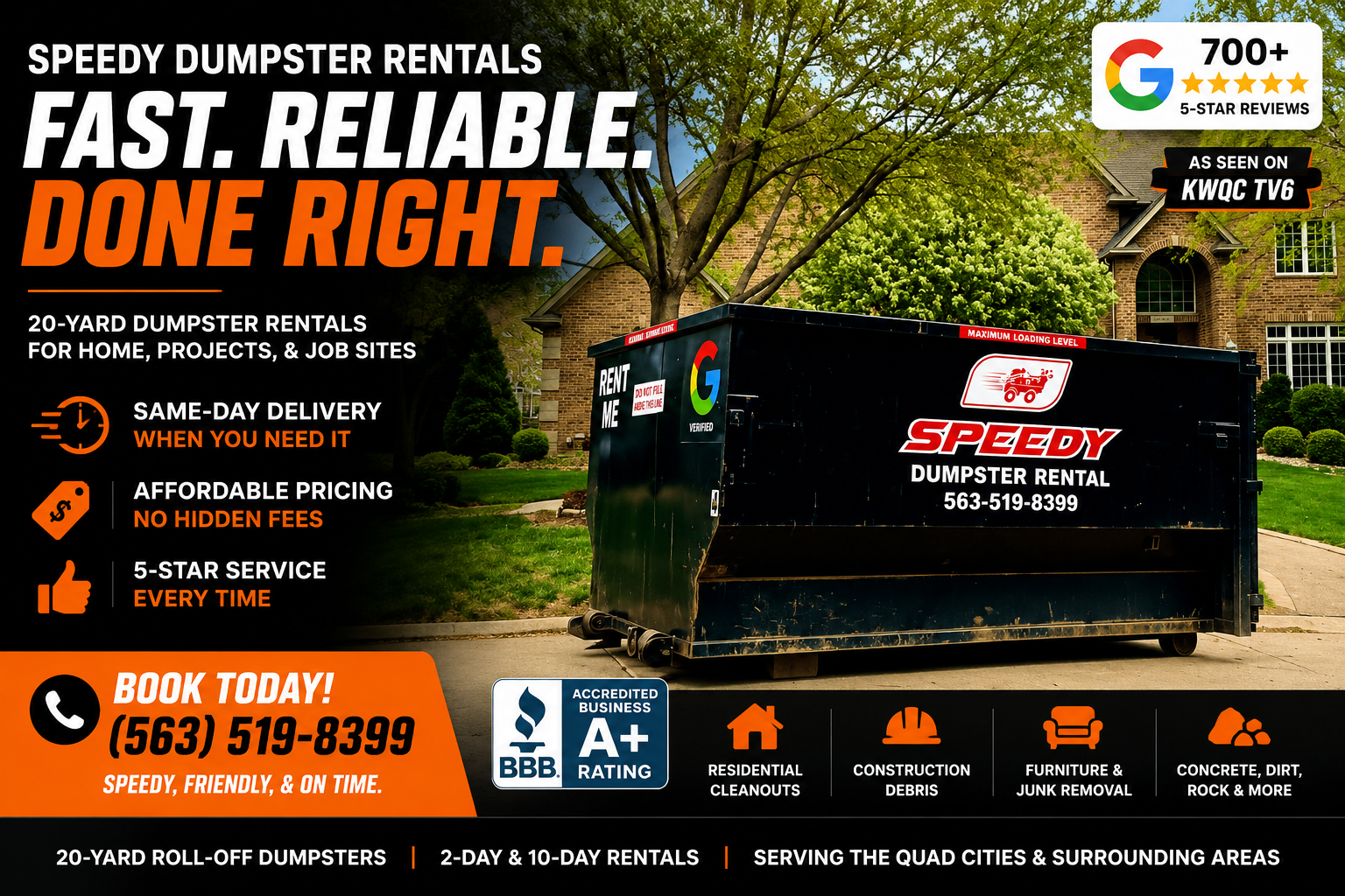 Speedy dumpster rental service 