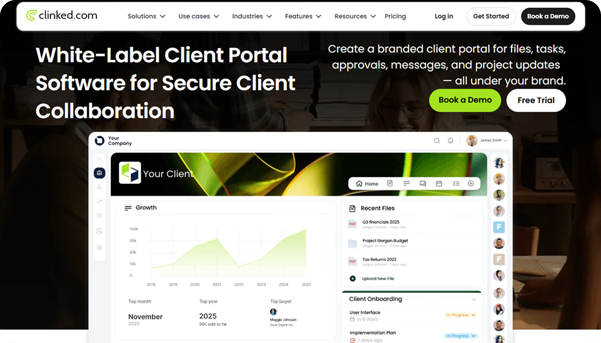 Clinked home page showcase