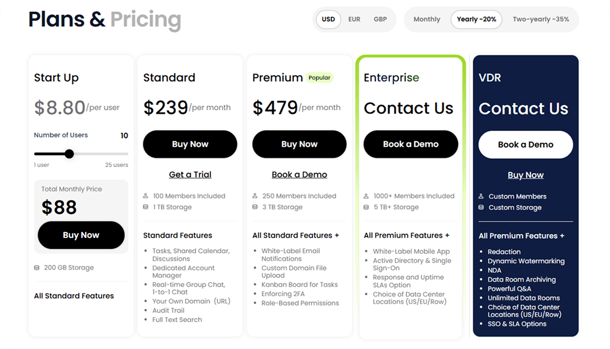 Clinked pricing page showcase