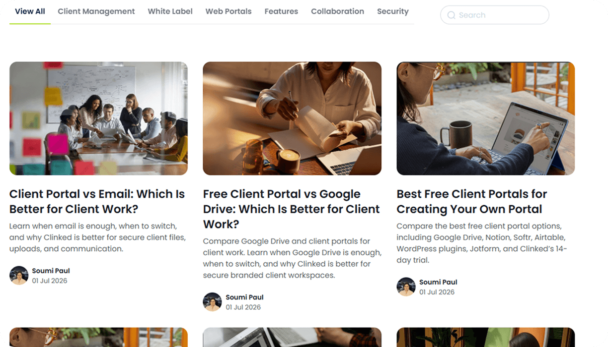 Clinked blog page showcase
