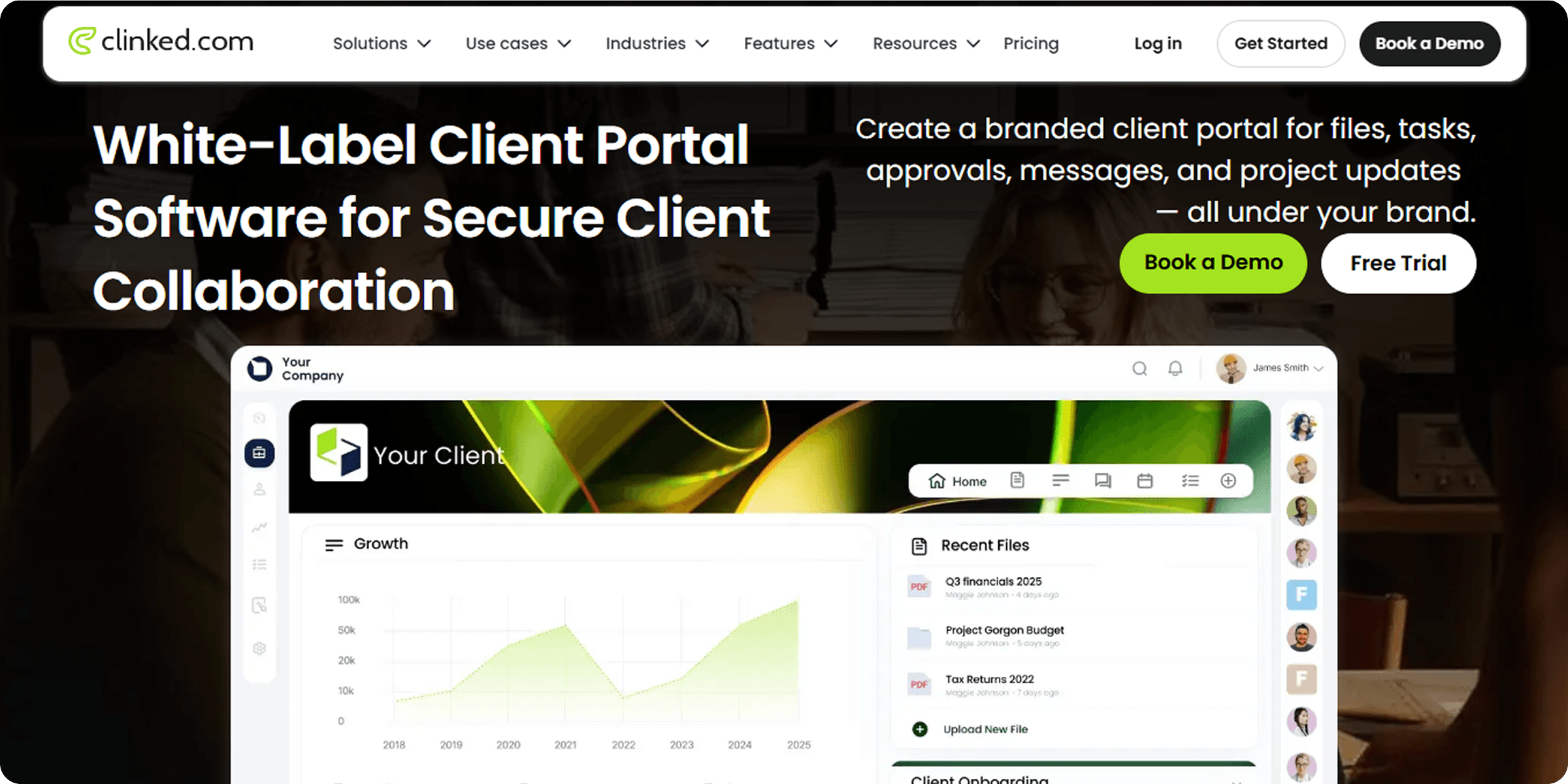 Clinked home page showcase