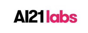 AI21labs company logo with AI21 in black and labs in pink.