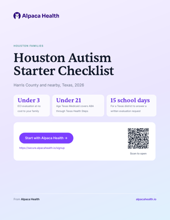 Cover of the Houston Autism Starter Checklist