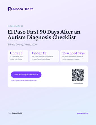 Cover of the El Paso First 90 Days After an Autism Diagnosis Checklist