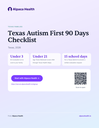 Cover of the Texas Autism First 90 Days Checklist