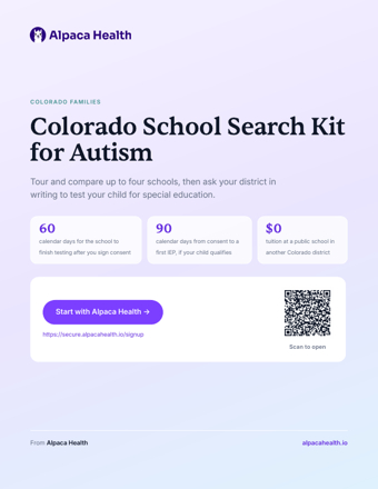 Cover of the Colorado School Search Kit for Autism