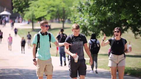 Foreign students enjoying campus life