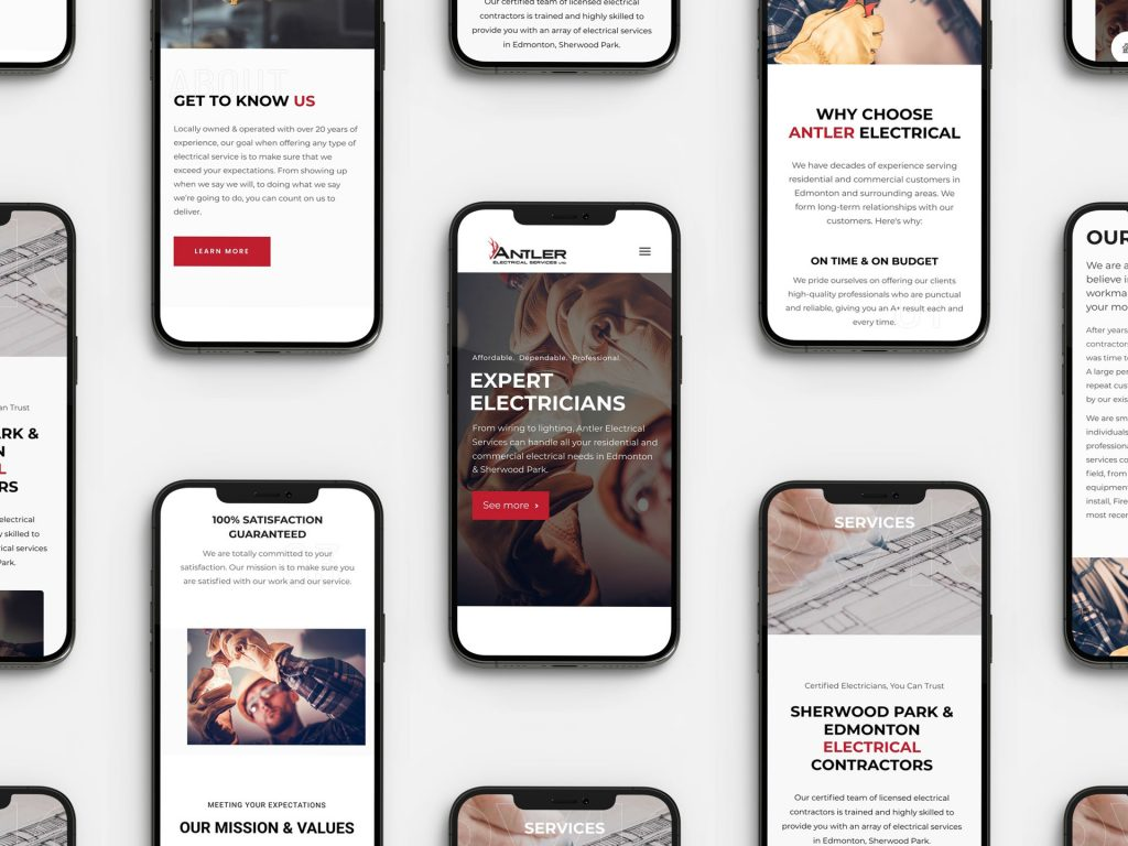 Mobile-responsive electrician website showcasing trust, expertise, and services to attract more clients