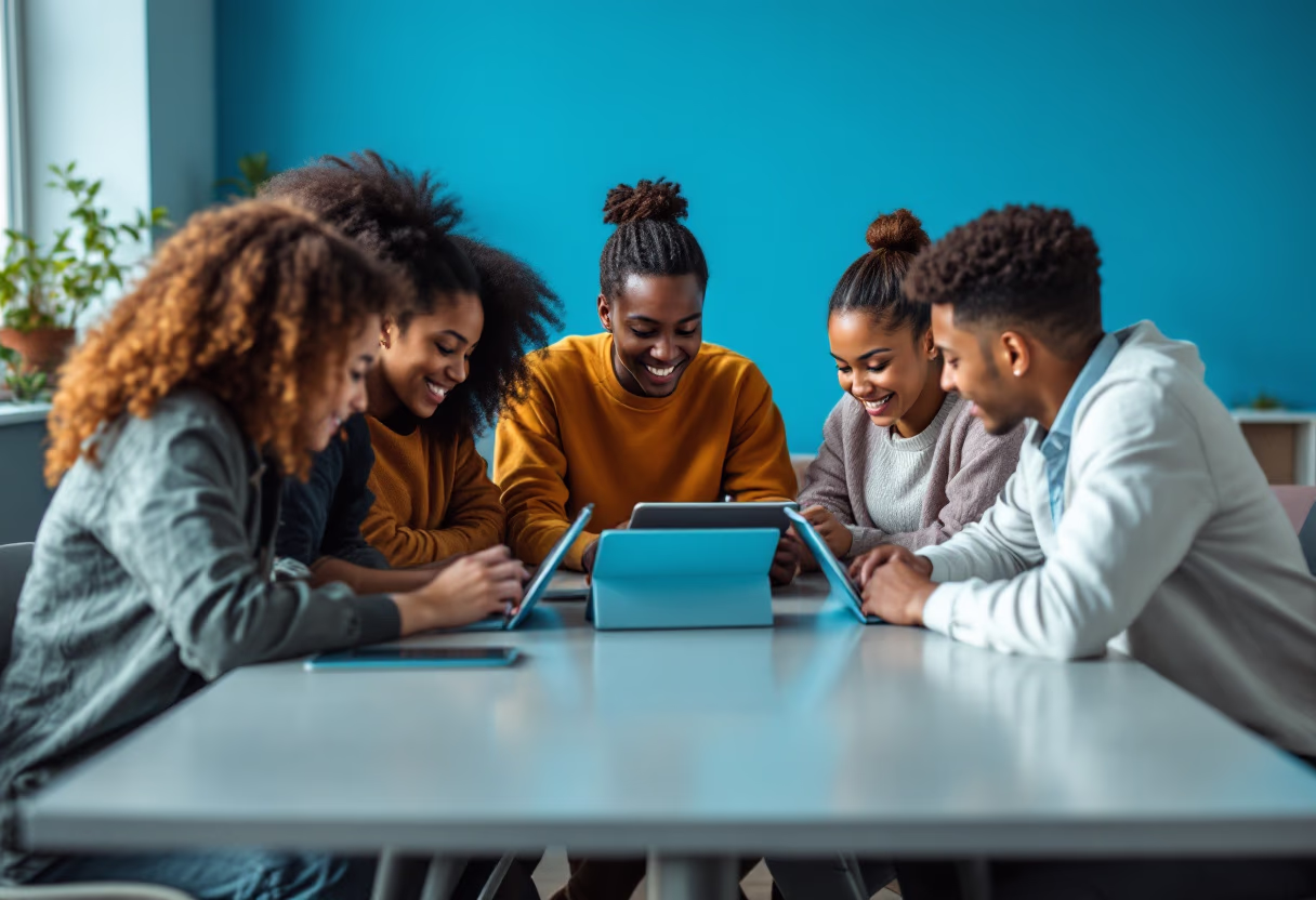 image of students engaging with the software (for a edtech)