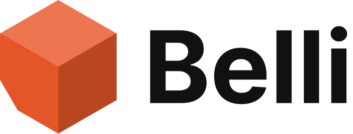 3D orange geometric cube logo next to the text 'Belli'.
