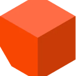 Three-dimensional orange cube with shaded faces at different angles.
