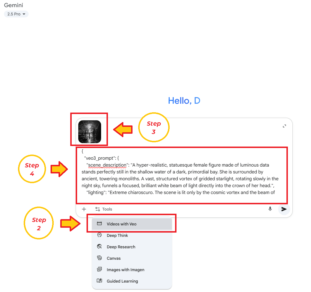 A scene of the NightCafe website showing the four steps in the UI