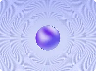 Purple sphere at center with concentric circular wave patterns radiating outward on a light blue background.
