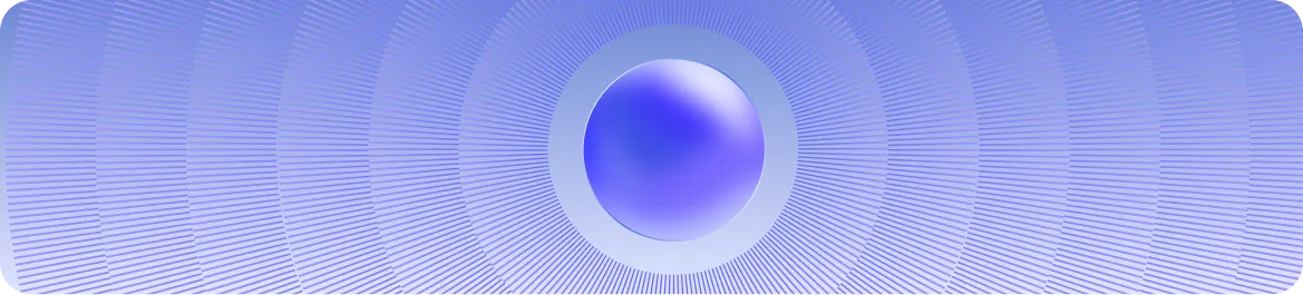 Blue sphere centered within radiating concentric circles on a purple gradient background.