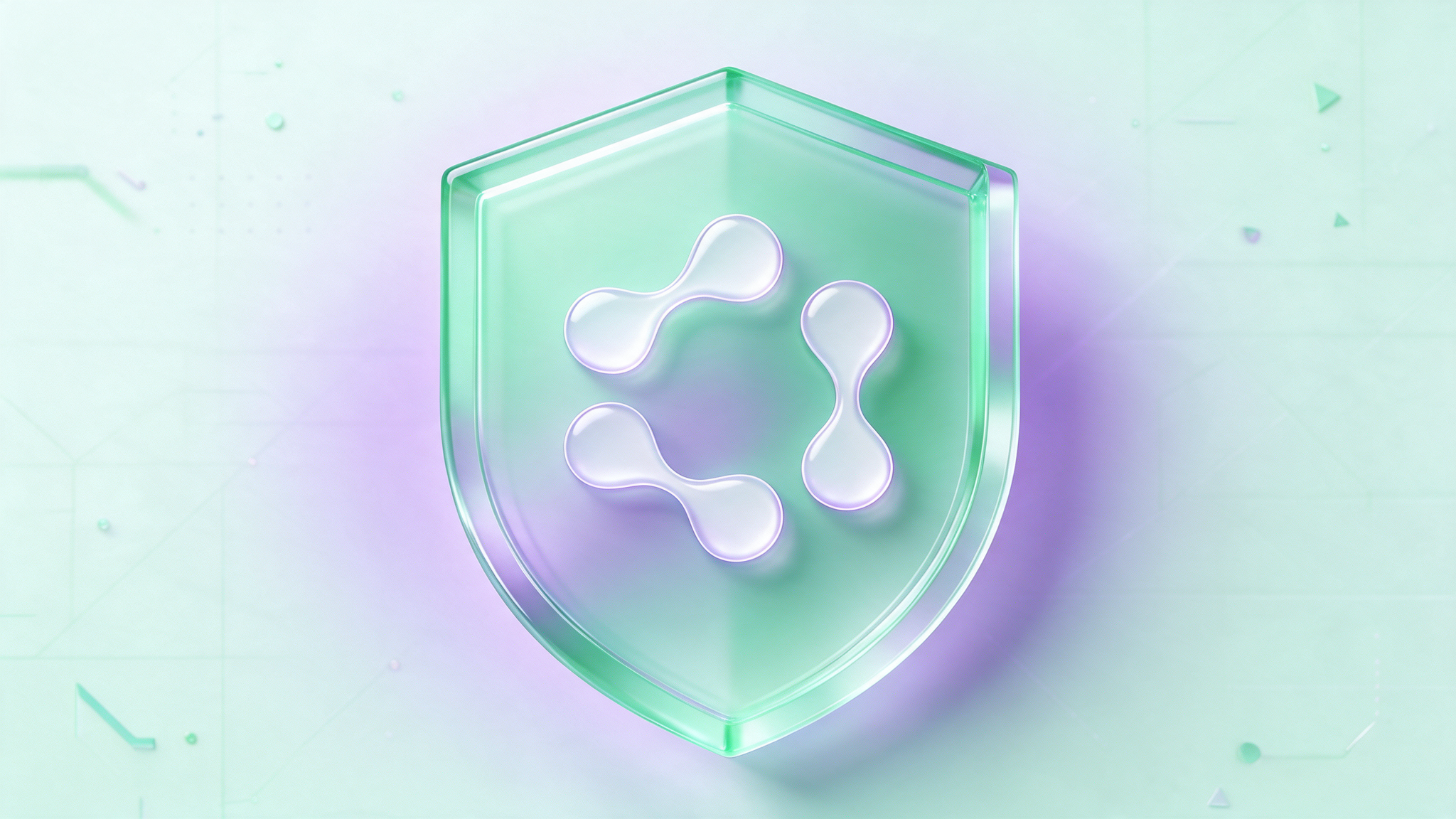 Glass shield with the Synthio symbol