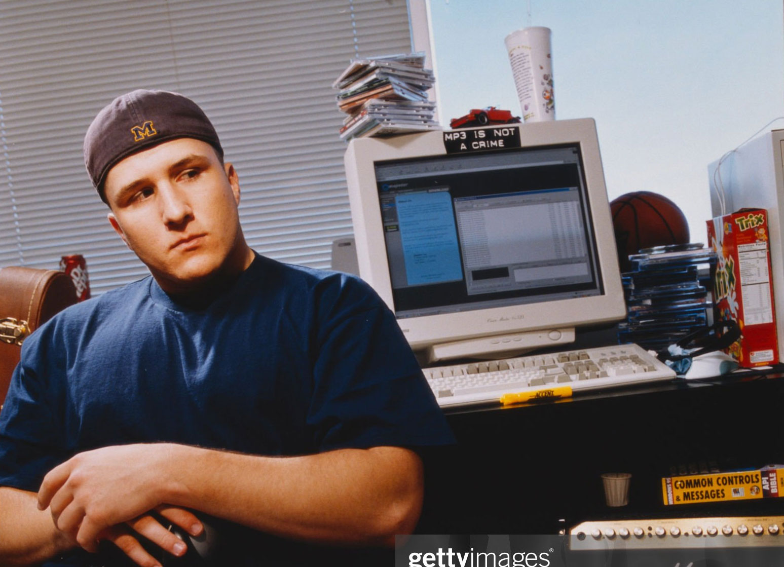 The godfather of music piracy, Napster creator Shawn Fanning, posing with his pirate ship.