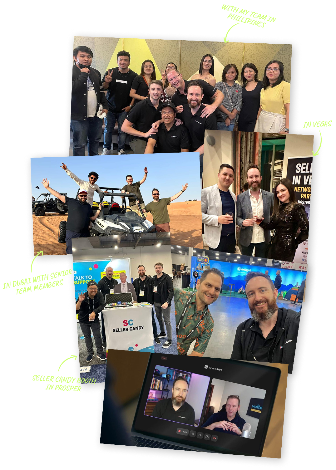 groups of images showing john in his business journey