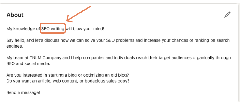 Use appropriate keywords on LinkedIn