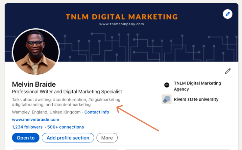 Add topics to your LinkedIn profile
