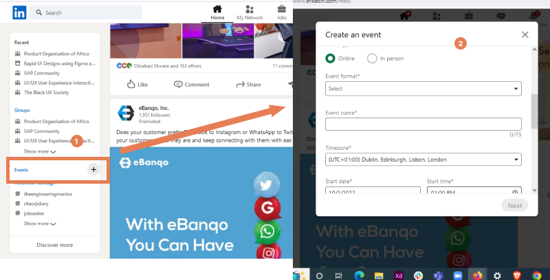 create an event on LinkedIn