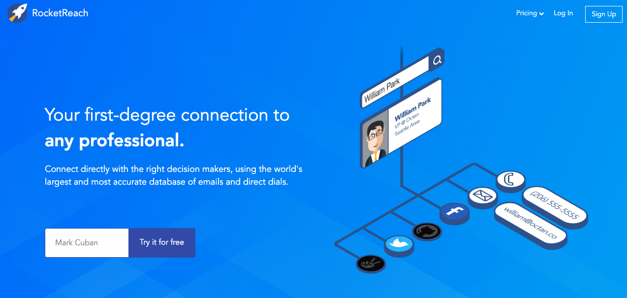 Rocketreach homepage