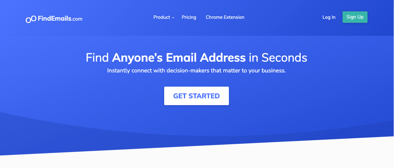 Findemail homepage