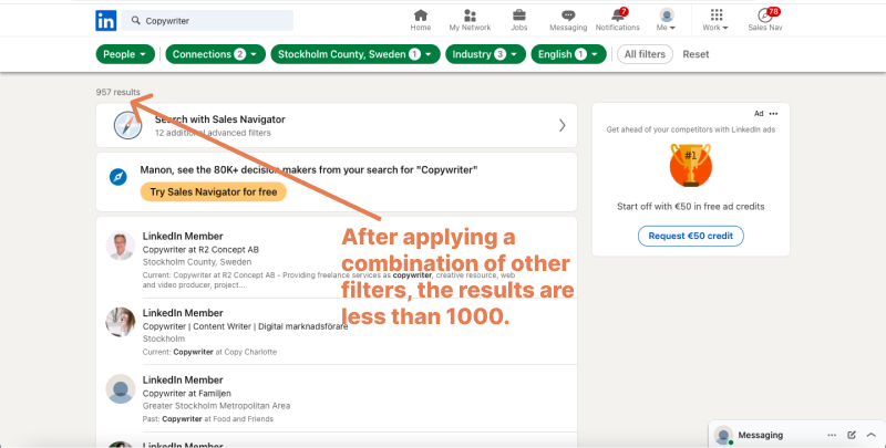 access all the results on LinkedIn