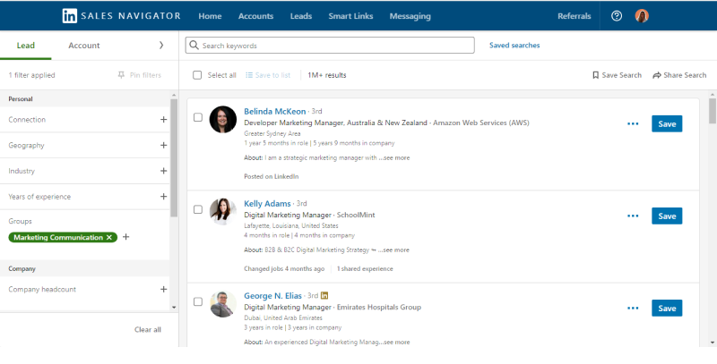 sales navigator results