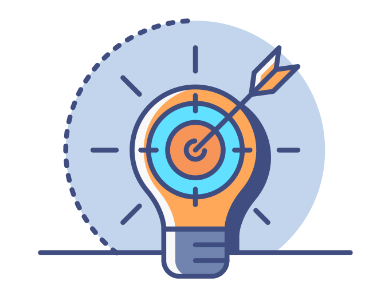 a bulb with an arrow in a target like illustration inside it.