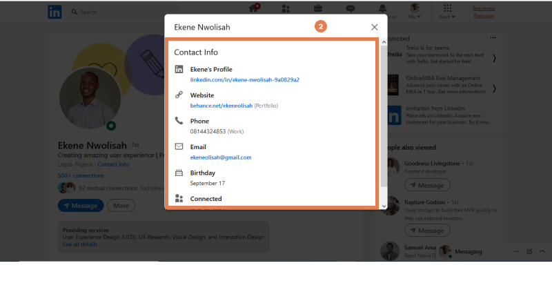 profile contact info linkedin