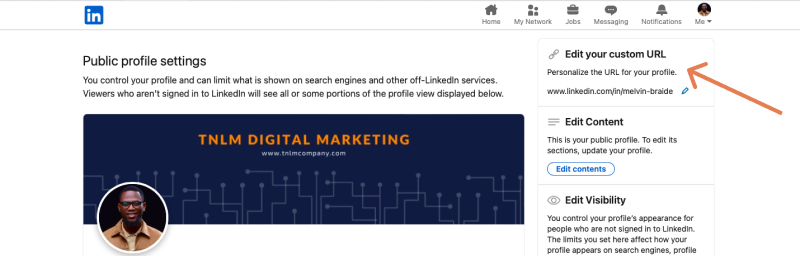edit and personalize button for linkedin profile url